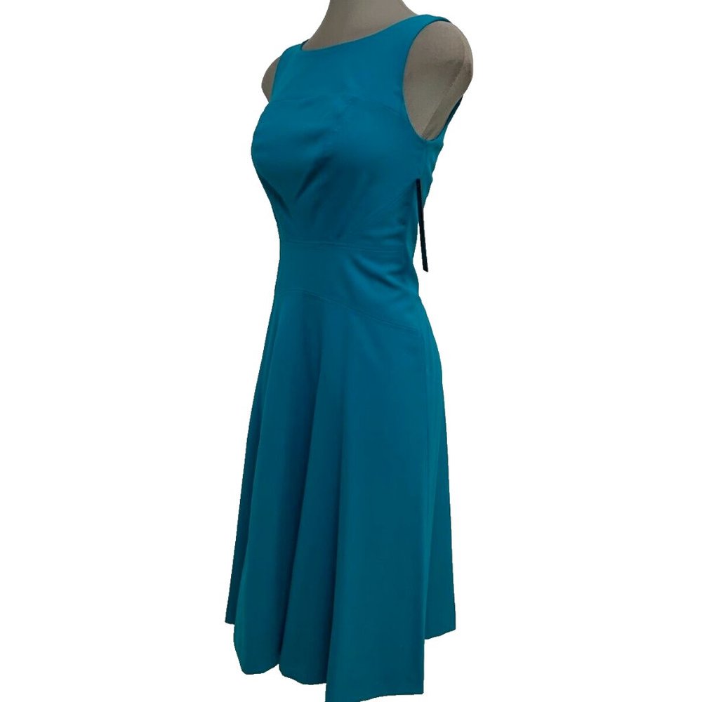 MARC NEW YORK Andrew Marc Elegant Lagoon Blue/Green Fit & Flare Dress
